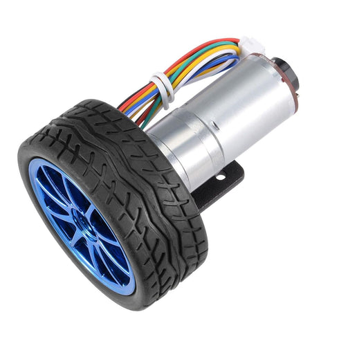 6V 65mm Toy(100RPM) DC DIY Encoder Gear Motor with Mounting Bracket Wheel Kit Micro Speed Reduction Motor Mini Motor