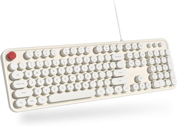 USB Wired Computer Keyboard, Full Size Office Keyboard with Number Pad, Caps Indicators, Foldable Stands for PC Laptop