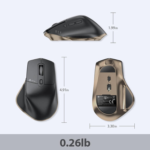 iClever Bluetooth Mouse, Wireless Dual Device Mouse with 5 Adjustable DPI, Rechargeable, Ergonomic Design for Laptop, PC