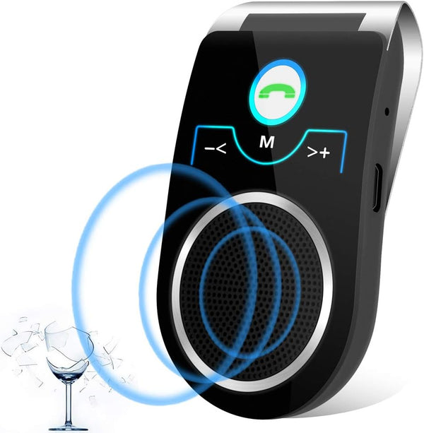 Hands Free Cell Phone Car Kit, Bluetooth 5.0 Speakerphone with Visor Clip, Siri Google Voice Command Support