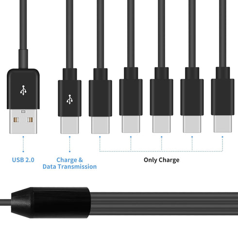Poyiccot USB A to USB C Splitter Cable, Multi USB C Splitter Cable, 6 in 1 USB 2.0 Type A Male to 6 USB C Male Charging Cable, for USB Type-C Phone, Tablet, 5ft