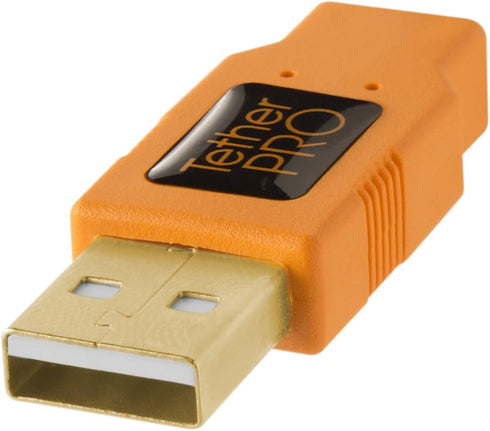 Tether Tools TetherPro USB 2.0 to USB Micro-B 5-Pin Cable | High Visibility Orange | 15 Feet (4.6 m)