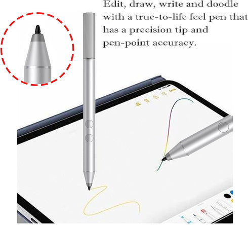 MPP 1.51 Pen (3V2X4AA) for HP Envy 360, Stylus Pen with 1024 Pressure Sensitivity & Palm Rejection, Silver