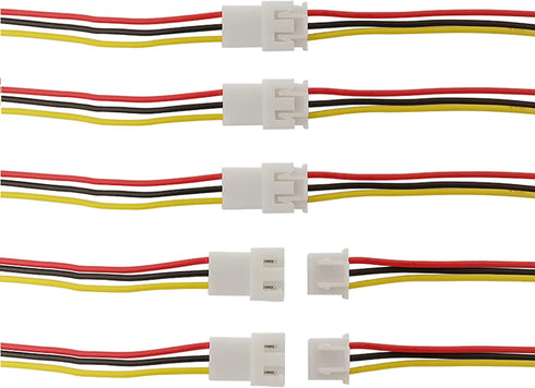 20Pairs JST XH 2.54mm 3Pins Connector - Female and Male JST Connection Plug with 200mm 26AWG Cable