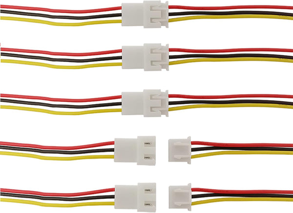 20Pairs JST XH 2.54mm 3Pins Connector - Female and Male JST Connection Plug with 200mm 26AWG Cable