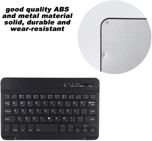 Russian English Keyboard, 7 Inch Rechargeable Ultra Thin Wireless Bluetooth Keyboard for Smart Phone Tablet