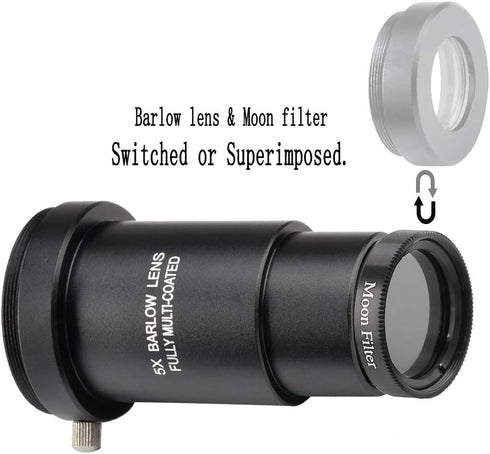 1.25-inch 5X Barlow Lens & Moon Filter Kit for Telescope Eyepieces