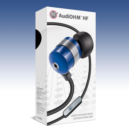 GOgroove AudiOHM HF Earbud Headphones (Blue) with Mic, Deep Bass, Noise Isolation, Ergonomic Fit & Durable Alloy