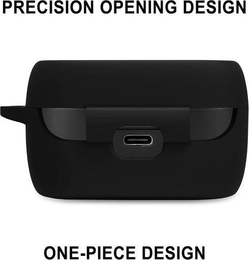 Geiomoo Silicone Carrying Case for Jabra Elite 4, 3, 2, Portable Scratch Shock Resistant Cover with Carabiner, Black