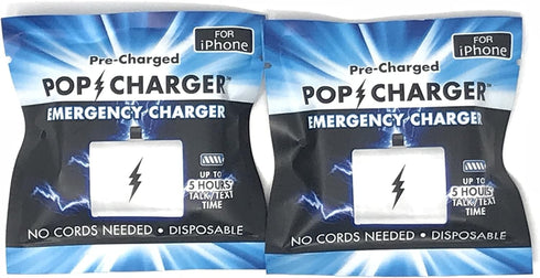 iPhone Pop Charger, 2 Pack Pre-Charged Disposable Emergency Charger