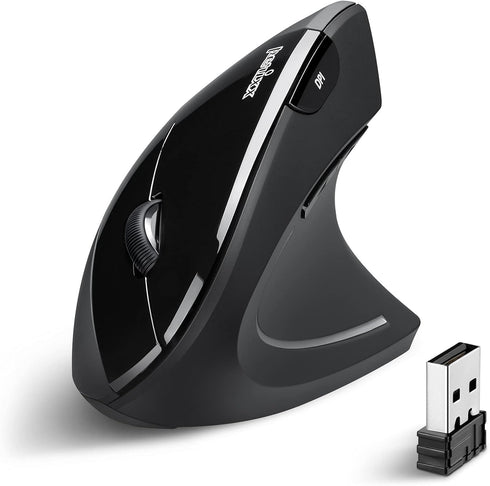 Perixx PERIMICE-713 Wireless Ergonomic Vertical Mouse - 800/1200/1600 DPI - Right Handed, Recommended for RSI Users