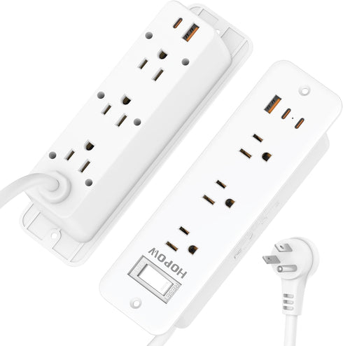 HOPOW 5 6 5 (3 900J Recessed Power Strip FT Recessed Outlet, Flush Mount Furniture Outlet with Outlets USB Ports USB