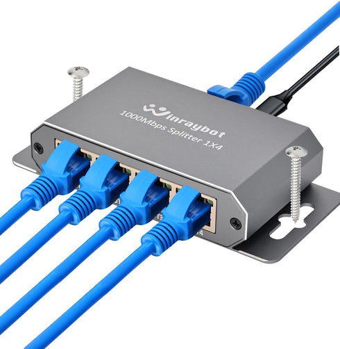 WinRaybot 4 Port Gigabit Ethernet Splitter 1 to 4 - Powered Network Switch