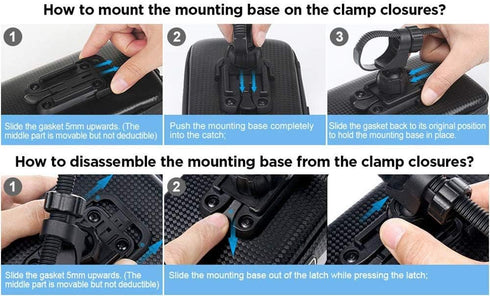 360° Rotatable Waterproof Bike Phone Mount Bag, Touch Screen Holder for iPhone 15 14 13 12 11, Galaxy S23 FE, Google
