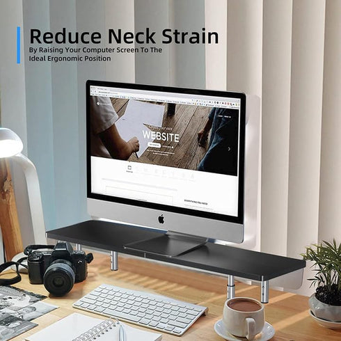 3 Notebook(MST016L) suptek Dual Monitor Stand Riser,Large Monitor Laptop Stand Riser Adjustable Heights Computer Stand