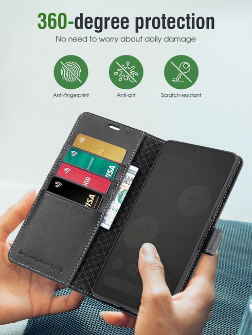 OCASE Google Pixel 8 Wallet Case, PU Leather Flip Folio Case with Card Holders, RFID Blocking, Shockproof TPU Inner
