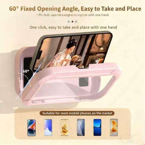 Generic Bathroom Waterproof and Anti-Fog Phone case, Wall-Mounted Phone Stand Without Drilling Holes, TV-Watching