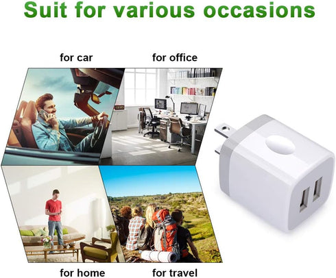 GiGreen Fast Charging Block, 5Pack Dual Port USB Outlet Plug 2.1A Wall Charger for iPhone, Samsung Galaxy, Pixel