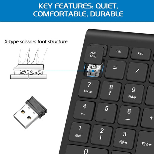Foloda 22 2.4 Accounting 10 Wireless Number Pads, Numeric Keypad Numpad Keys Portable GHz Financial Number Keyboard