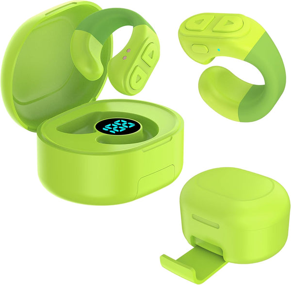 Tiktok Trending Bluetooth Smart Scrolling Ring - Kindle App Remote Page Turner with Cell Phone Stands, Lake Green