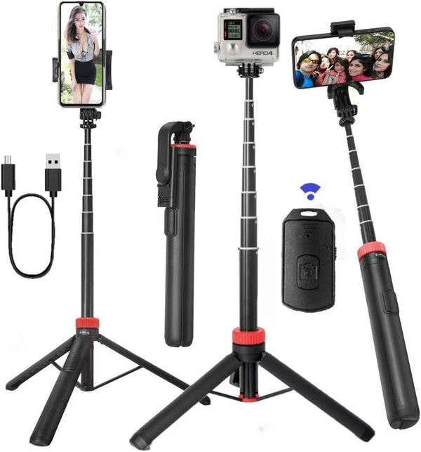 NEWYIHOKJ 66" Tripod for iPhone & Camera, Portable Phone Tripod with Rechargeable Remote