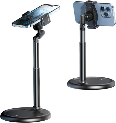 Cell Phone Stand for Recording, Height Adjustable Filming Phone Holder for Desk, 360 Degree Rotation Clamp Phone Stand,