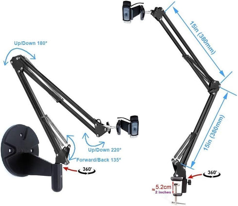 AceTaken 2in1 C920 C920s C922x C930e C925e Webcam Stand Kit, Wall Mount and Clamp Arm Holder for Logitech Brio