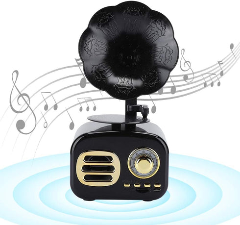 Mini Vintage Retro Bluetooth Smart Speaker, Portable Loudspeaker Music Player for Desktop Laptop, Black