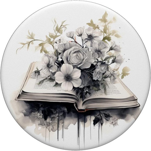 Reading Books And Flowers Librarian Book Lover Floral PopSockets Standard PopGrip