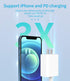 PD QC3.0 Fast Wall Charger USB C/A Power Adapter Type Compatible with iPhone 12/mini/Pro/Max/11/SE/Xs/XR/X/8 for Pro