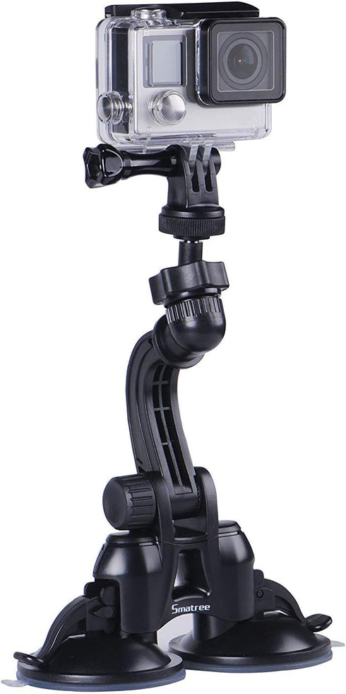 Smatree Double Suction Cup Mount for G*pro 12/11/10/9/8/7/Max/6/5/4/3+/3, DJI OSMO Action Camera 4/3, Updated Version
