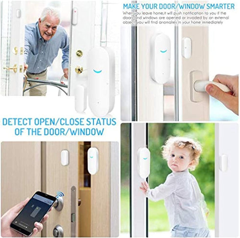 WiFi Door and Window Sensors, Tuya Smart Alarm with Free Notification APP Control, 1-Pack