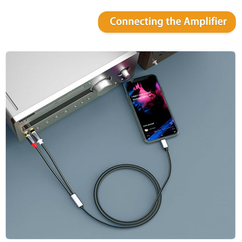 USB C to RCA Audio Cable Braided, 2 RCA to USB-C Aux Cable for Speaker, Subwoofer, Car Stereo, 4FT