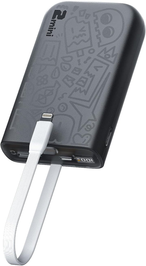 imuto Graffiti Style Portable Charger with Built-in Lightning Cable, 22.5W Fast Charging 20000mAh Power Bank, Travel