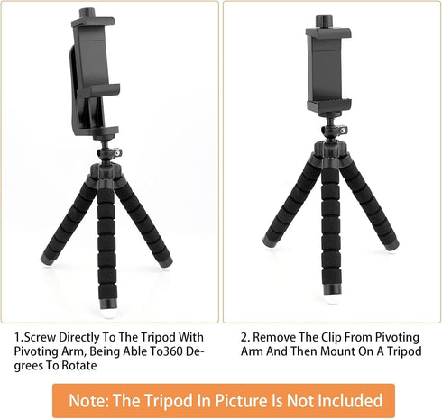 KLIOMAX Set 1/4 (2-Pack) Dual-Mount Smartphone Tripod Adapter Vertical & Horizontal Phone Holder with Screw, Adjustable