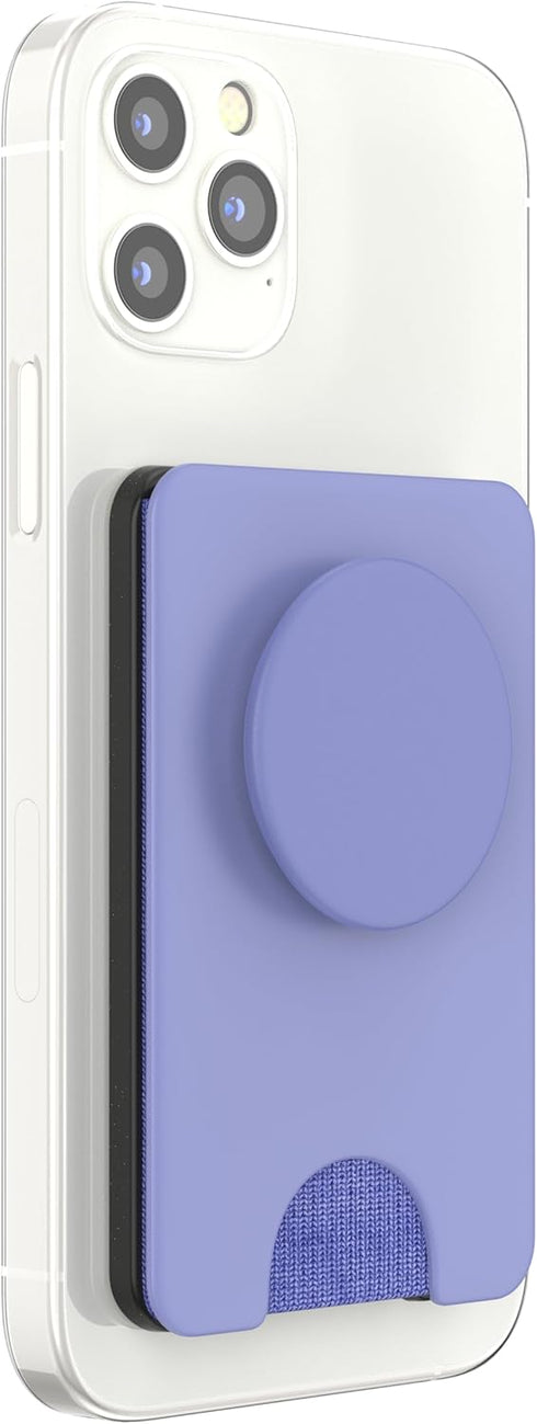 PopSockets Phone Wallet with Expanding Grip and Adapter Ring for MagSafe, Wireless Charging Compatible, Deep Periwinkle