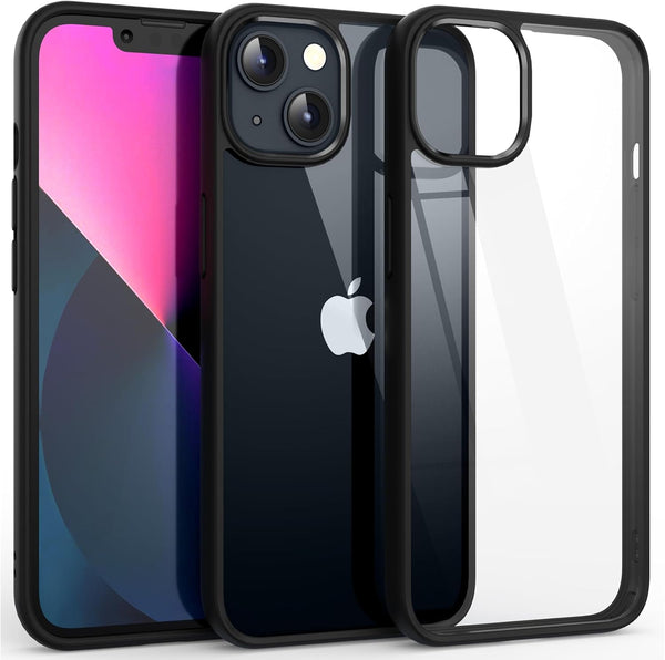 Supdeal Shockproof Clear Case for iPhone 13, Black, 10FT Military Drop Protection, Hard Clear Back, 6.1 inch, Airbags.