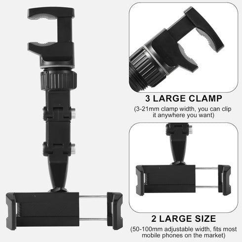 360 Degree Rotatable Car Phone Holder Mount, Rotatogrip Multifunctional Rearview Mirror Phone Accessories