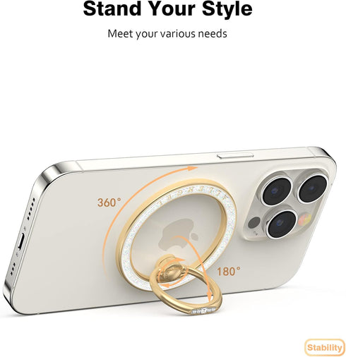 Allengel Compatible with MagSafe Phone Grip Stand, Magnetic Ring Holder with Kickstand for iPhone 15/14/13/12 Pro/Pro