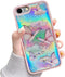 LCHULLE Girly Case for iPhone SE 2022/3rd/SE 2020/2nd, Iridescent Butterfly Design, Soft TPU Bumper
