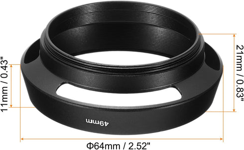 PATIKIL 49mm Lens Hood, Standard Vented Matte Surface Anti-reflective Inside Hollow Lens Hood for Universal Camera Lens, Black for Nikon, for Fujifilm, for Pentax, for Leica