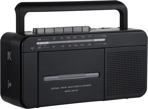 SEMIER Boombox MP3 Conversion Cassette Tape Player Recorder AM FM Radio, Cassette to