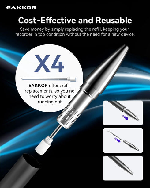 EAKKOR 64GB Digital Voice Recorder, Recording Device with Noise Reduction, Voice Activated Tap Recorder