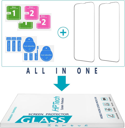 (2 Pack) 13, 13 6.1 Inch Screen Protector for iPhone iPhone Pro Tempered Glass, Anti Scratch, Bubble Free