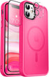 MOCCA iPhone 11 Case - Slim Shockproof, Hot Pink, Compatible with MagSafe, Includes Glass Screen & Camera Lens