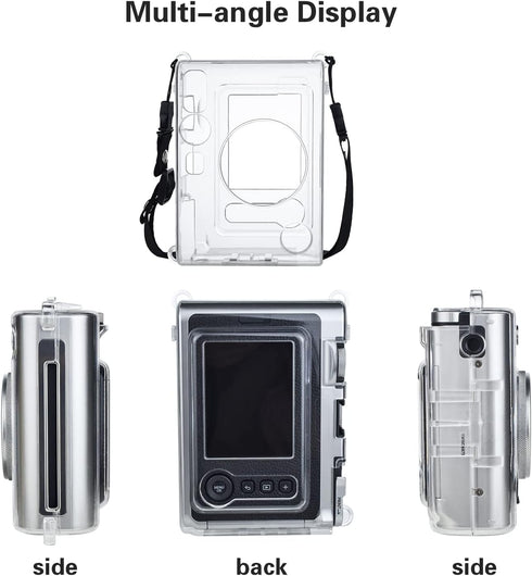 Rieibi Accessories for Fujifilm Instax Mini Evo Instant Camera, Gift Bundle with Clear Case & Lens Cap