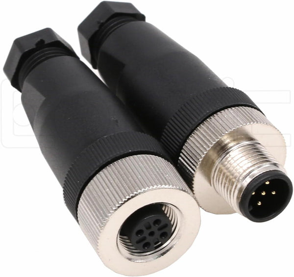 Eonvic M12 5 Pin Male & Female A Code Circular Aviation Plug, 60V 4A Waterproof Connector Cable Adapter