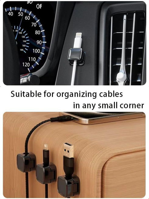 Befunu Set: 6Pcs 6Pcs Under Desk Cable Management Adhesive Magnetic Cable Clips & Silicon Cable Ties, Wire Holder