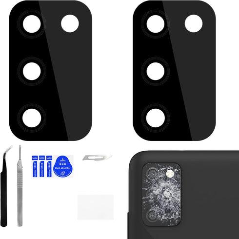 BESJMYT 2 Pack Rear Camera Lens Replacement for Samsung Galaxy A02s Adhesive Back