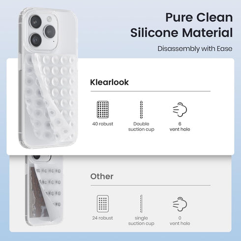 Double Sided Suction Cup Phone Mount, Silicone Adhesive Mount with Higher Suction Power for iPhone and Android